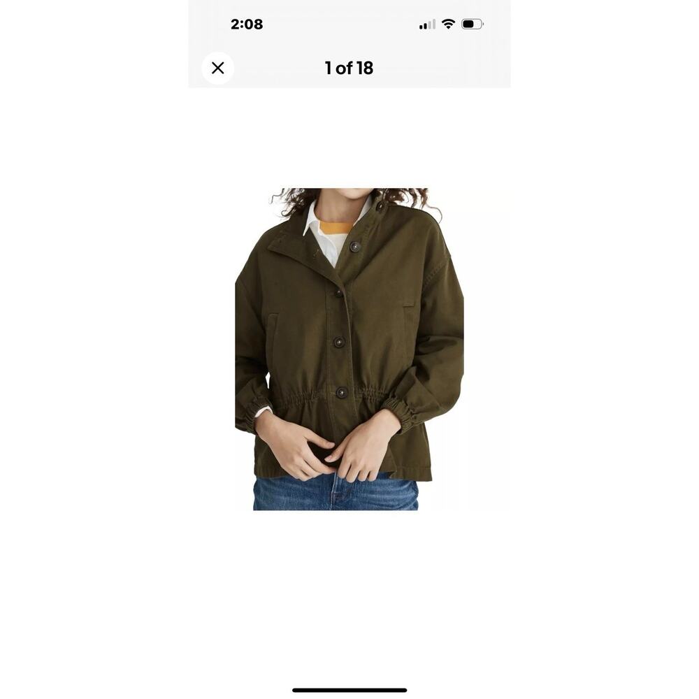 Madewell Highbury Military Jacket Sz Lg Khaki Green Cinch Waist Utility Grunge